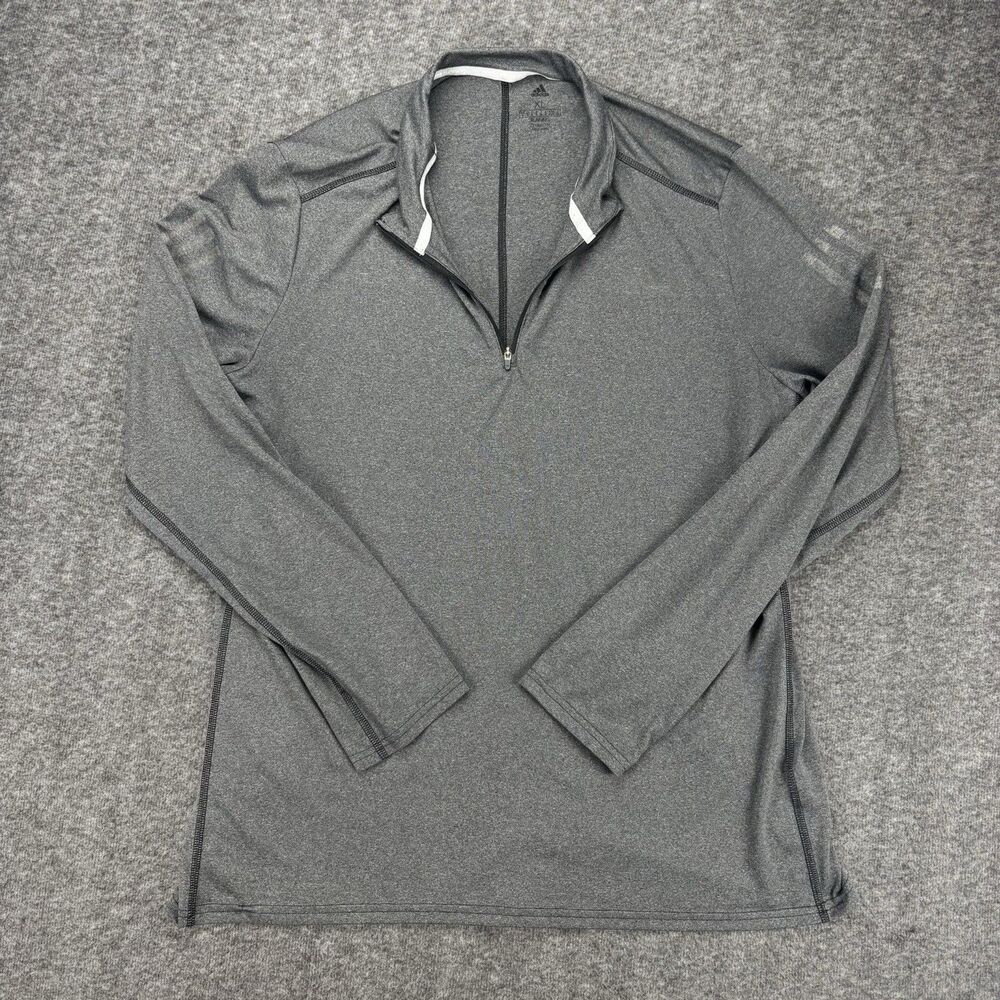 Adidas Men’s XL ClimaLite Quarter Zip Pullover Gray Long Sleeve Performance